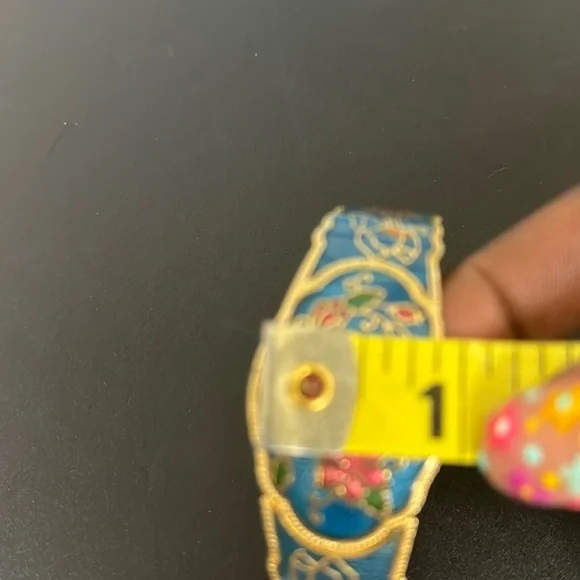🛑🛑Sold- Vintage Cloisonné Floral Butterfly Hinge Bracelet - Picture 8 of 15